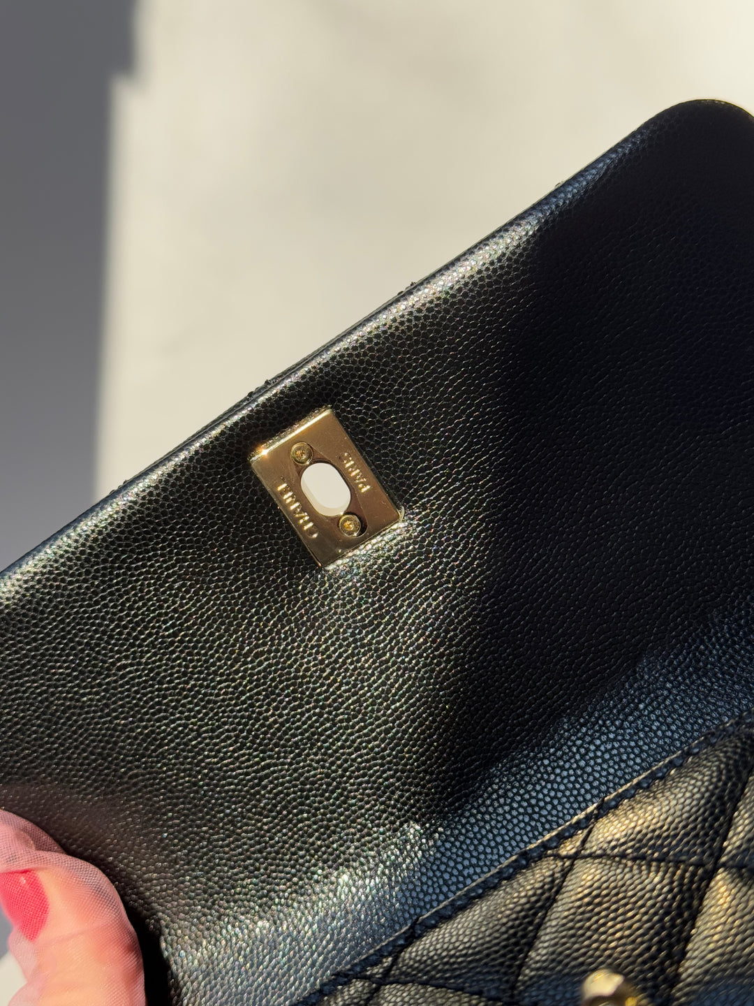 Chanel Small Black Caviar Coco + Burgundy Lizard Top Handle