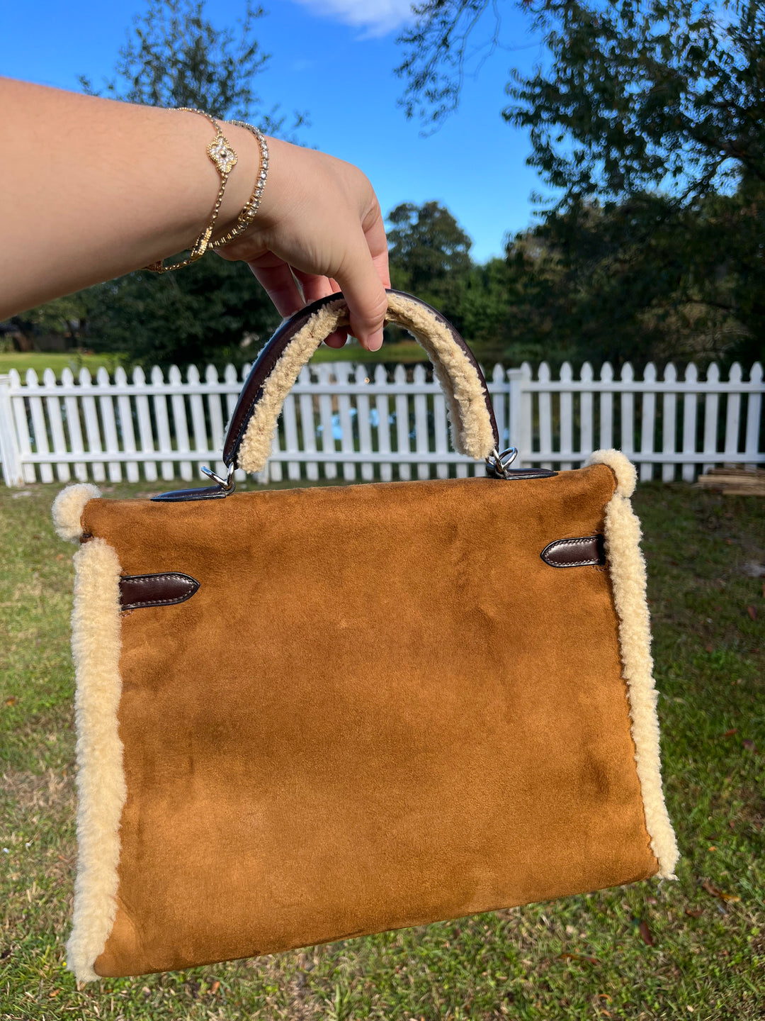 Hermes Shearling Teddy Kelly 35 PHW