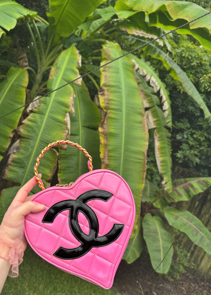 Chanel 1995 CC Barbie Pink Heart Vanity Bag