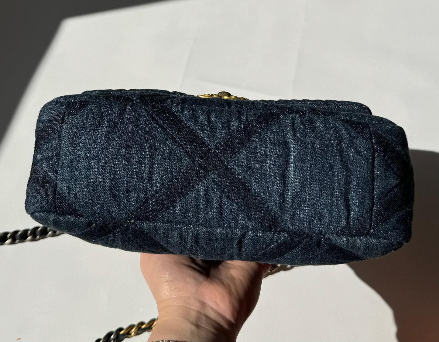 Chanel Small Navy Quilted Denim 19 Flap Bag