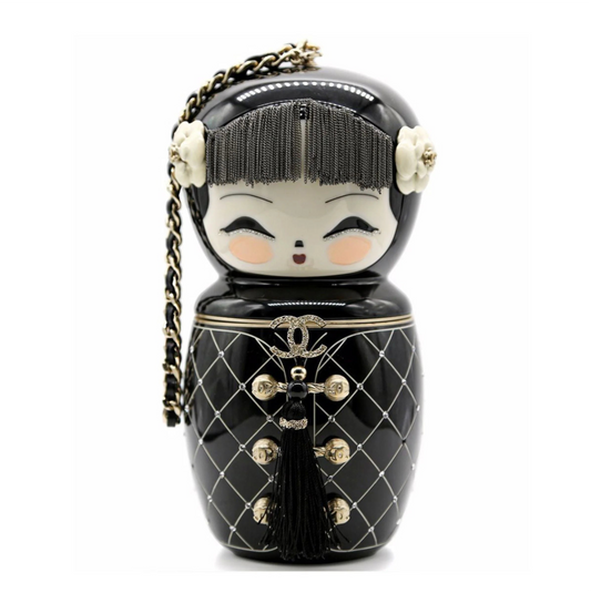 Chanel Black Plexiglass & Enamel Paris-Shanghai China Doll Minaudière