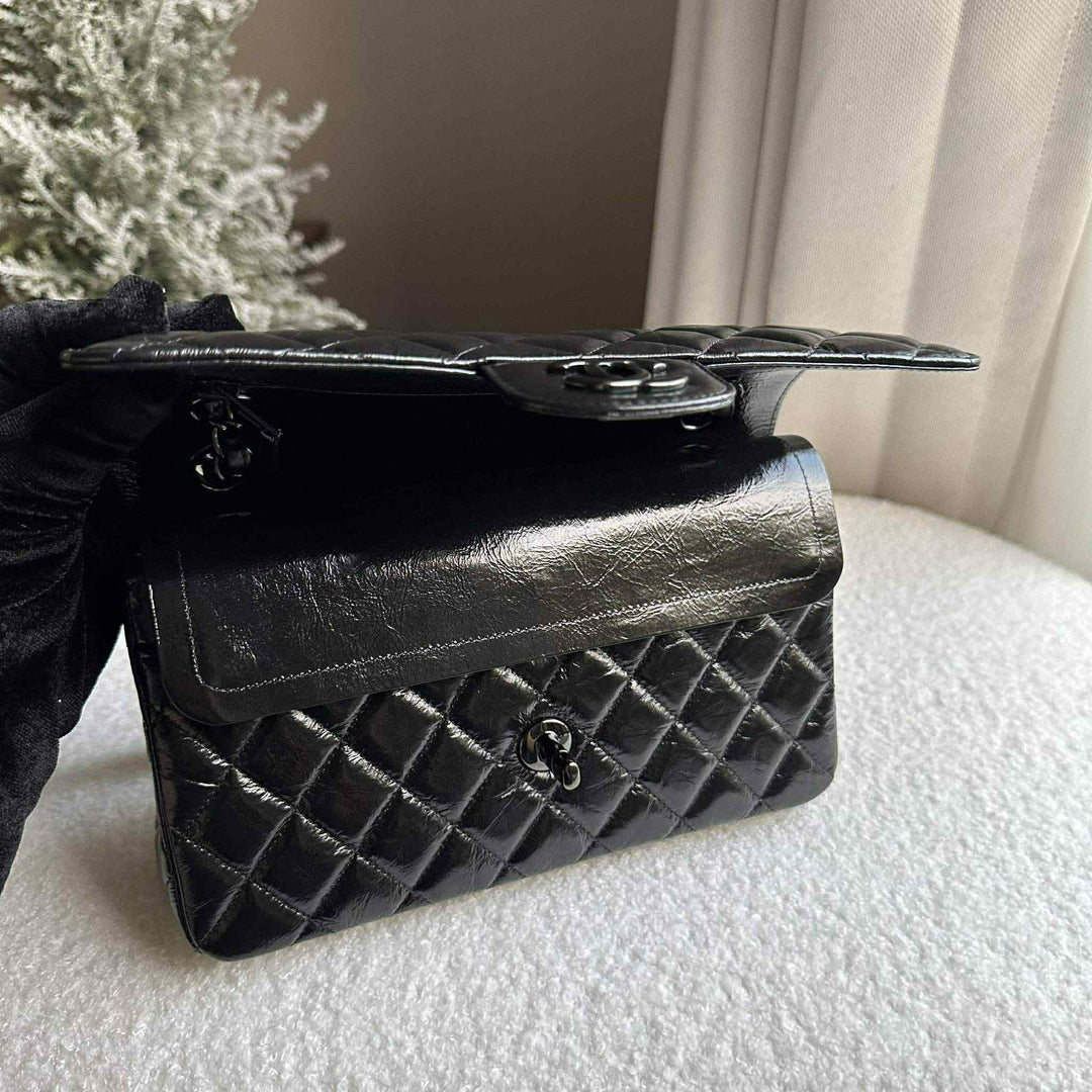 Chanel SO BLACK Small Crumpled Calfskin Double Flap Bag