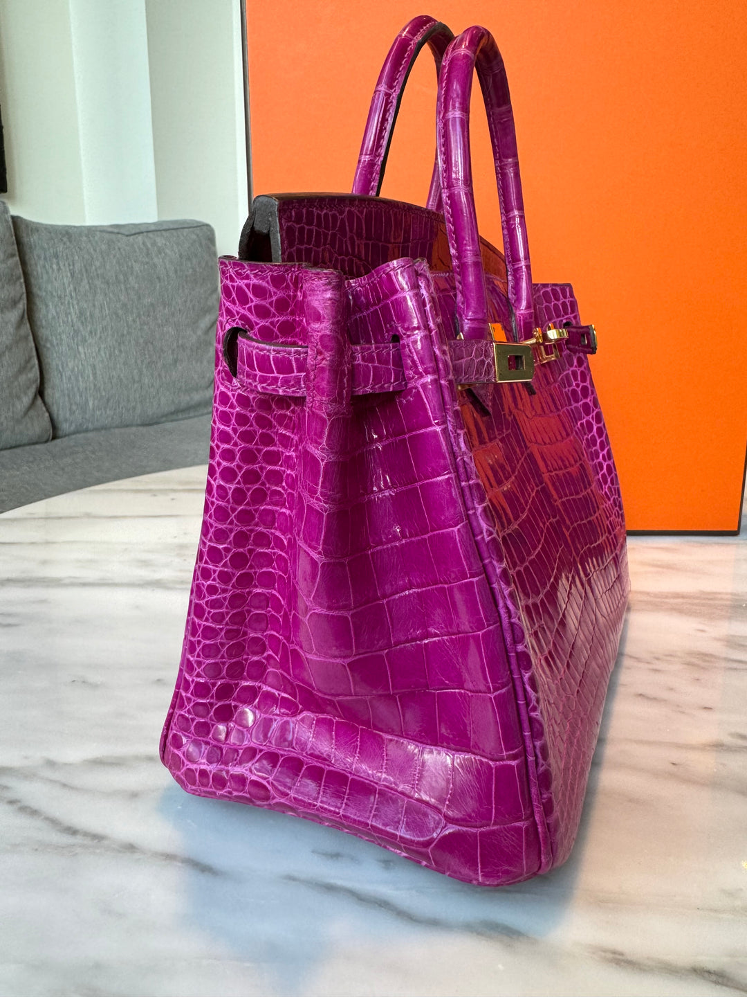 Hermes 2021 Rose Scheherazade Shiny Niloticus Crocodile Birkin 25