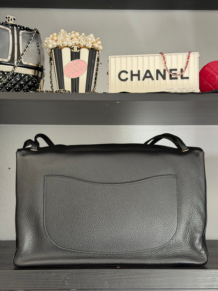 Chanel Maxi 38 Flap Bag Black Souplissimo Grained Calfskin Gold Tone Hardware 2026