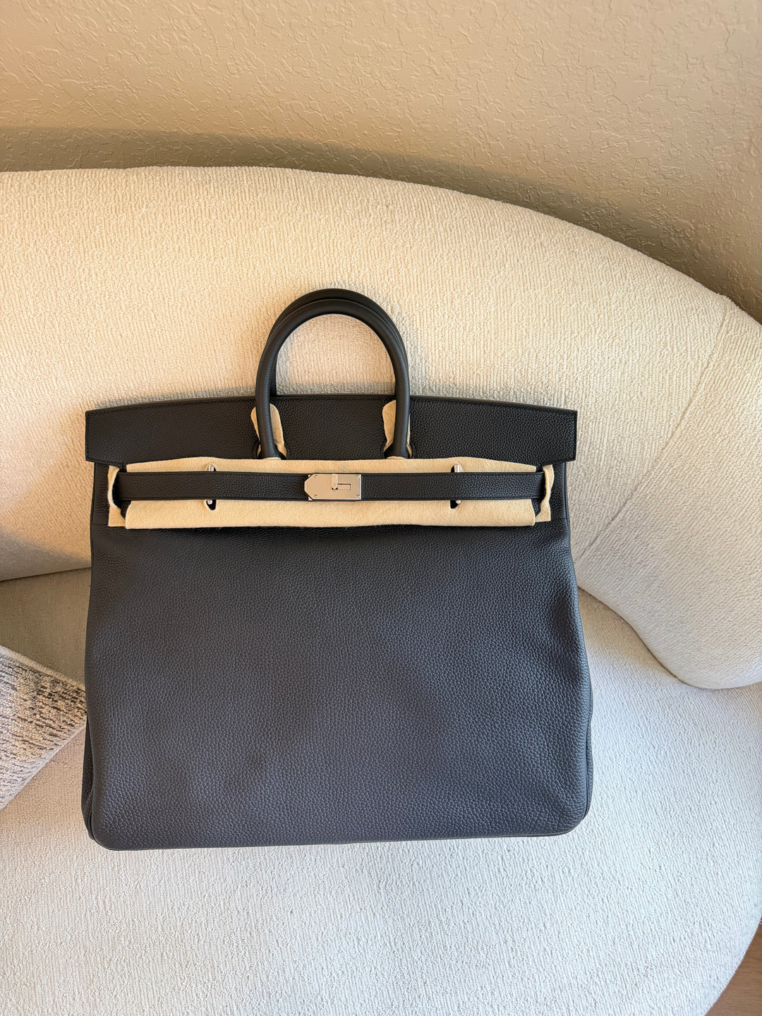 Hermès HAC 50 Black Togo Palladium Hardware 2022