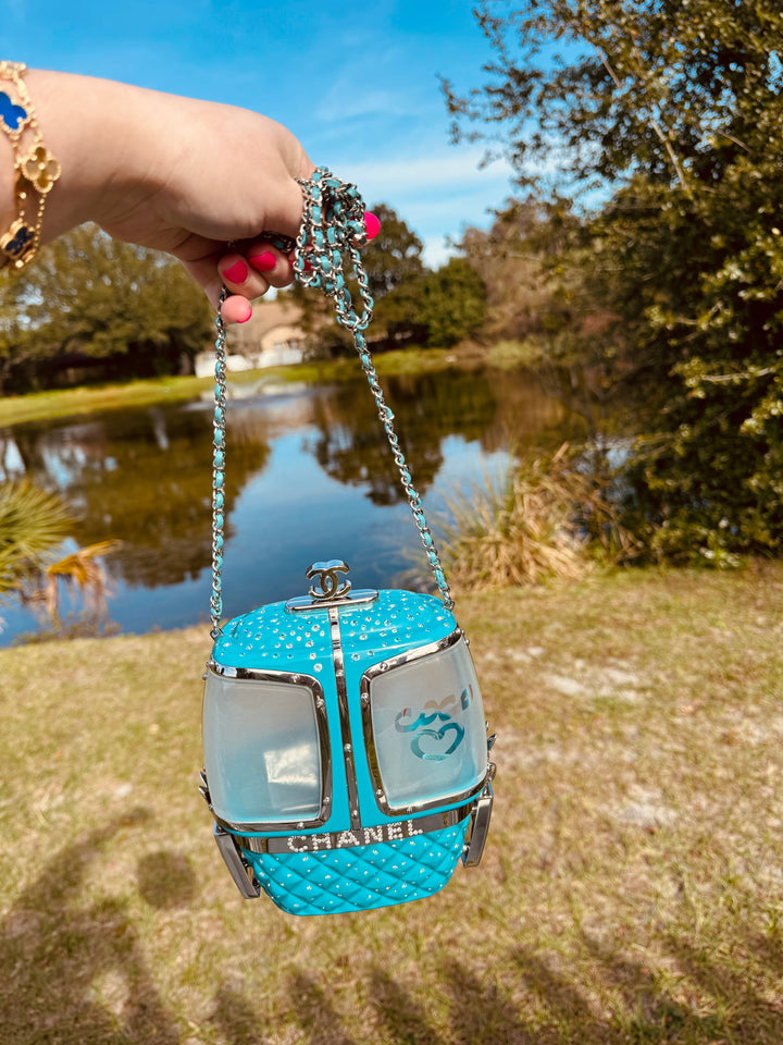Chanel Blue Ski Gondola Swarovski Minaudiere