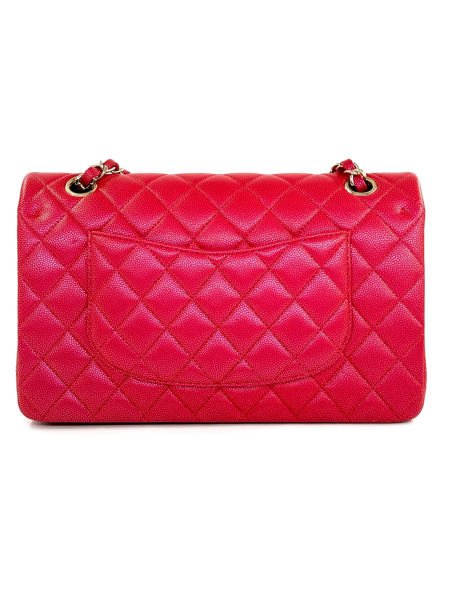 Chanel 21S Red Iridescent Medium Caviar Flap Bag