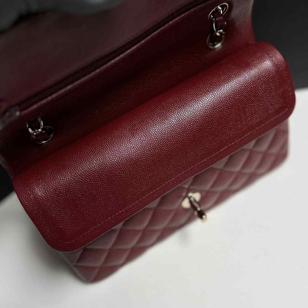 Chanel 19b Burgundy Small Caviar Classic Flap