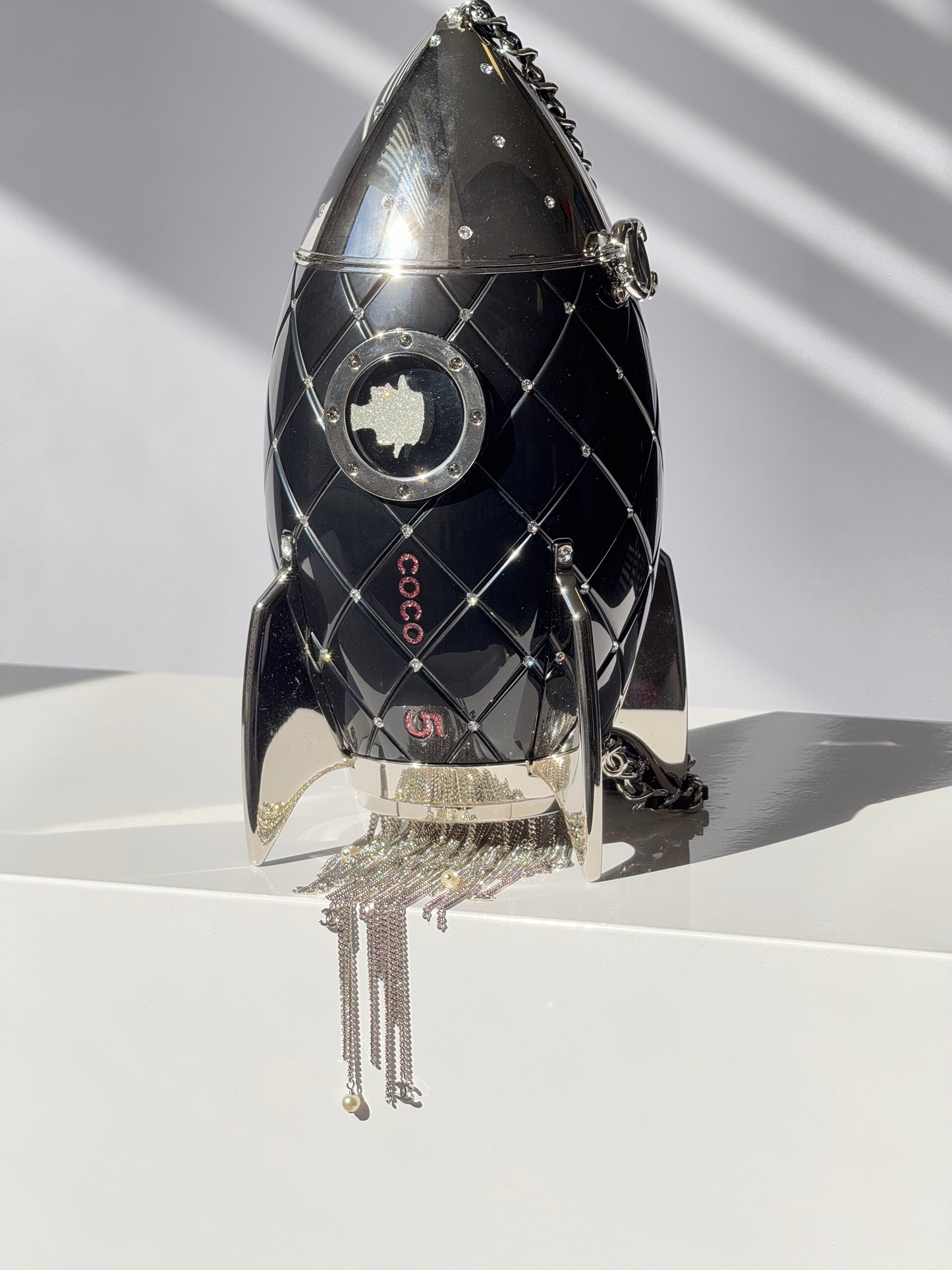 Chanel Limited Edition Black Lucite and Crystal Rocket Ship