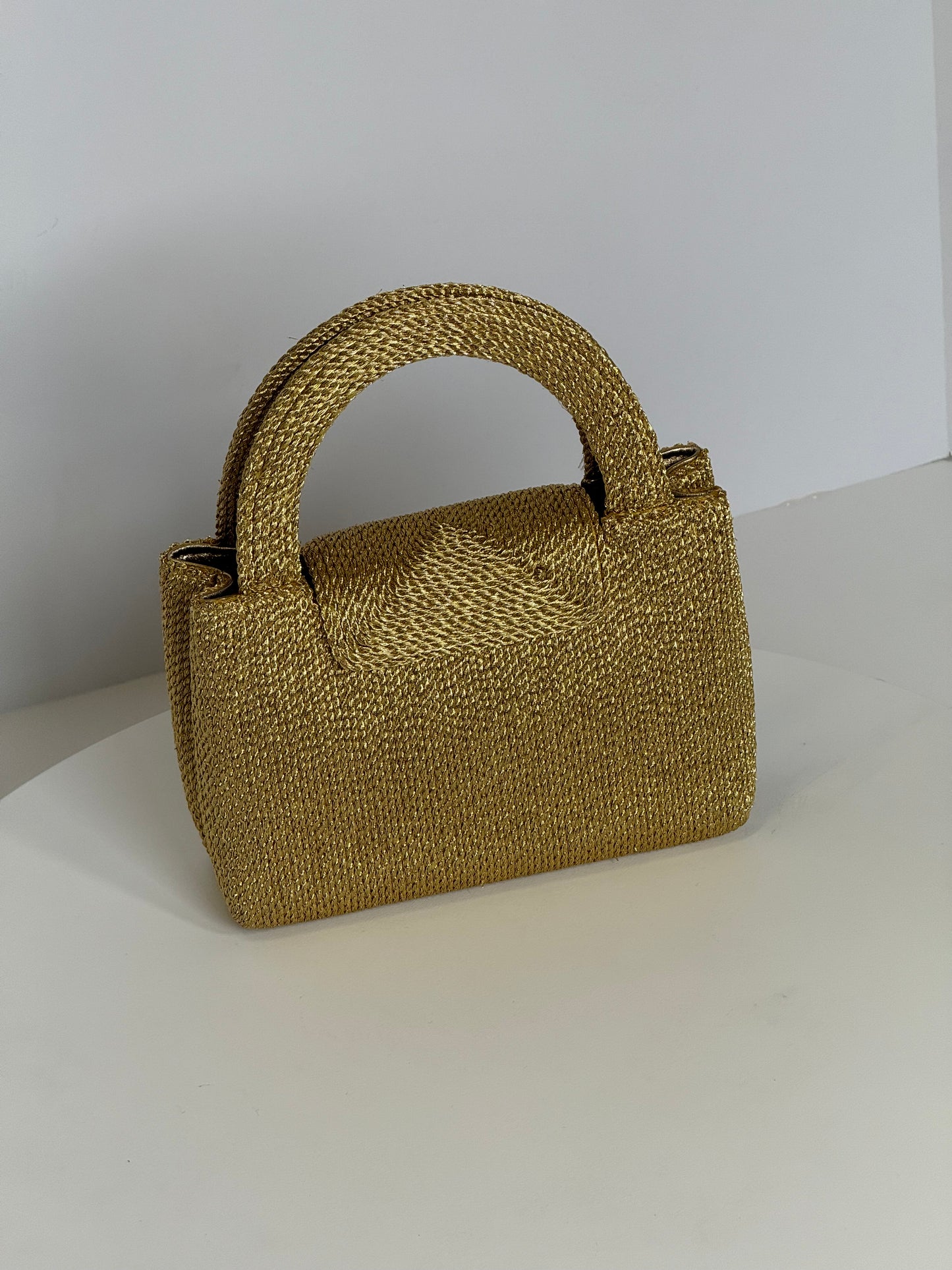 Chanel RARE 1998 Gold Silk Woven Mini Kelly