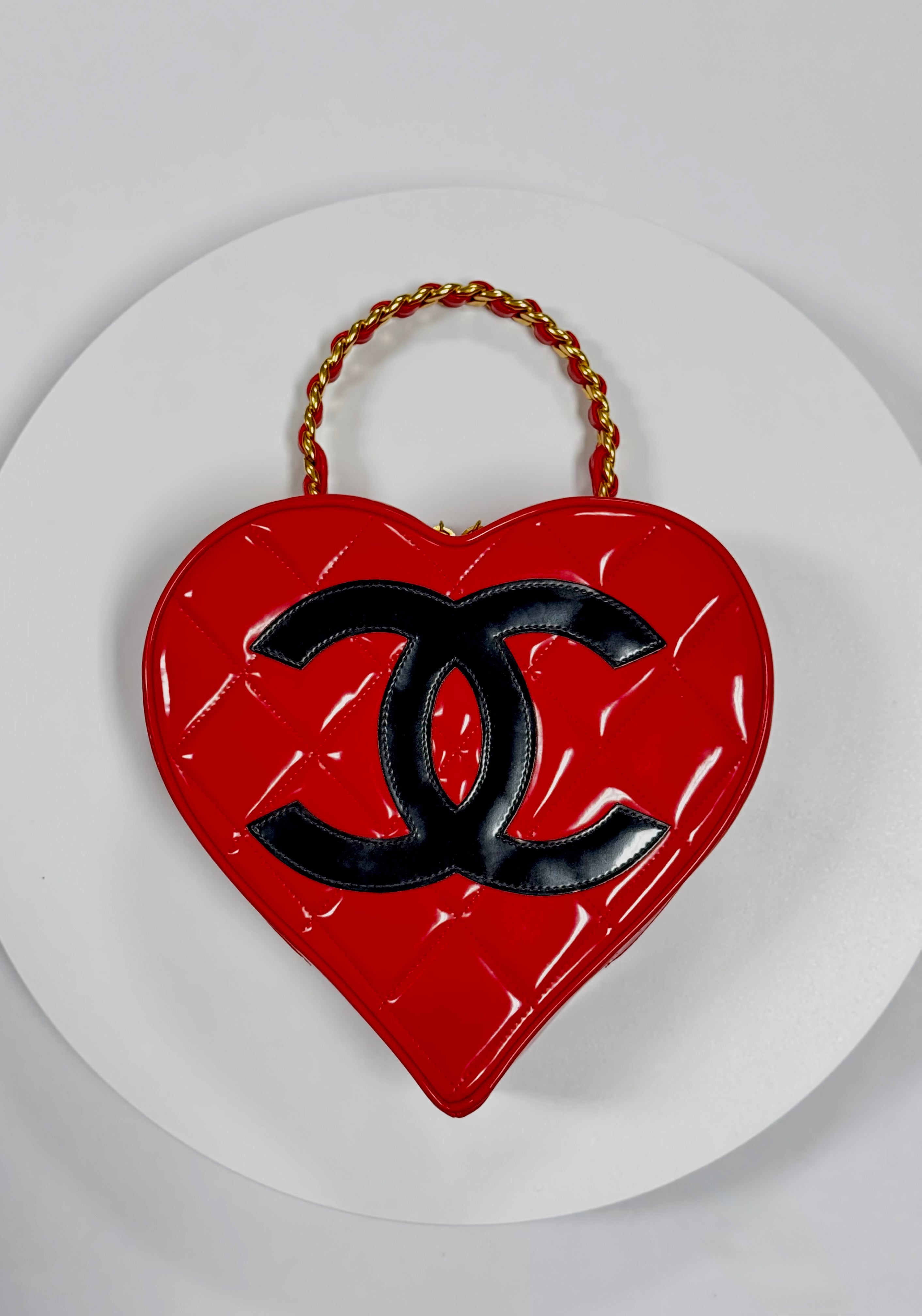 Chanel 1995 CC Barbie Red Heart Vanity Bag – Its A Luv Story