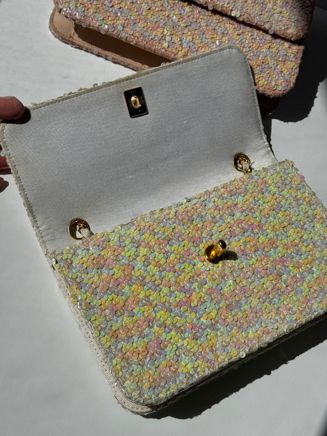 Chanel 1992 Medium Iridescent Sequin Flap Bag