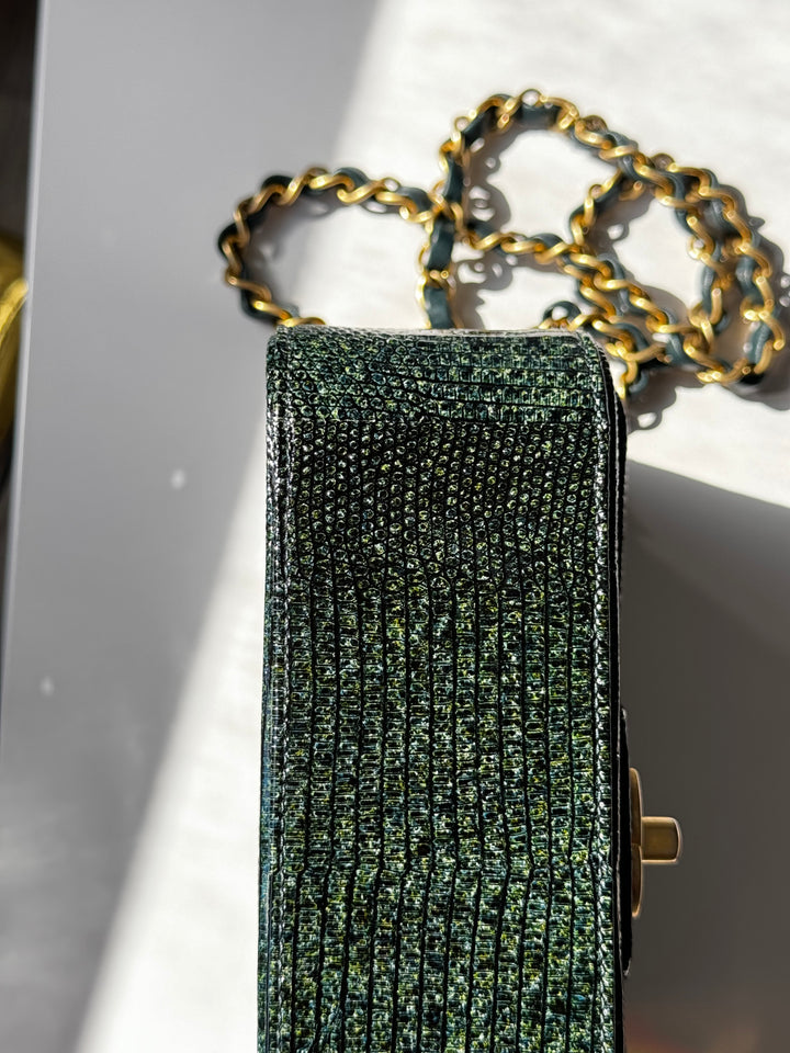 Chanel Green Lizard Mini Flap Bag