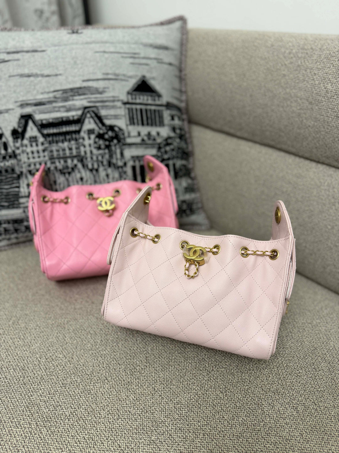 Chanel Mini 25 Hobo Bag Caviar Leather Mauve Pink Antique Gold Hardware 2026