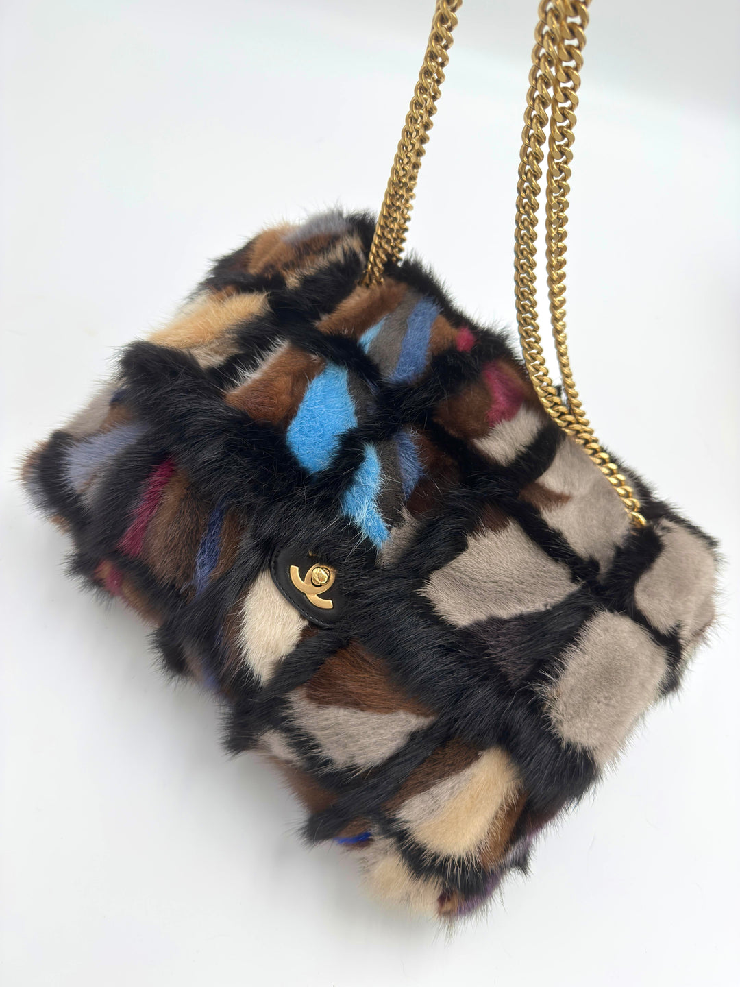 Chanel Multicolor Maxi Mink Fur Single Flap Bag