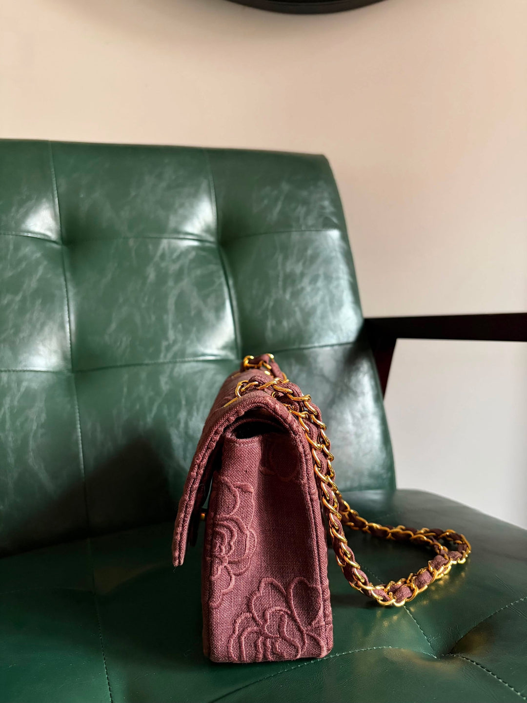 Chanel Classic Flap Small Camellia Burgundy 24K Gold Hardware 1997