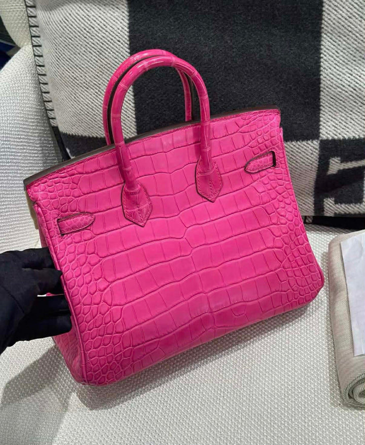 Hermès Birkin 25 Matte Alligator Rose Shocking Palladium Hardware