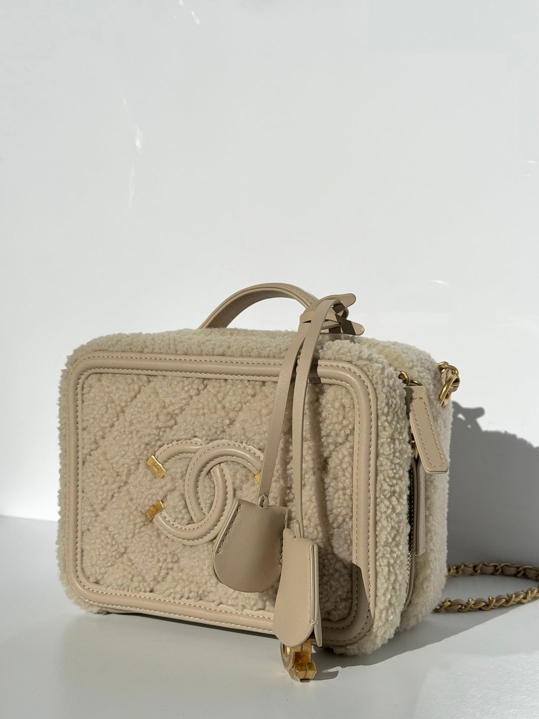 Chanel Small Nude Filigree Shearling Vanity Case