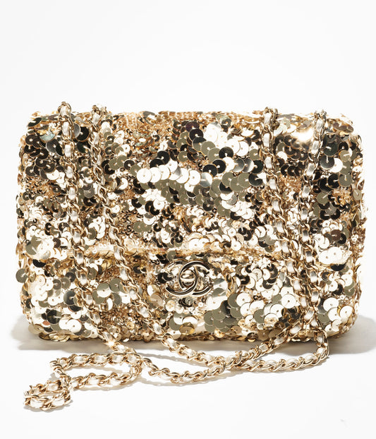 Chanel Cruise 2024/25 Gold Sequins Mini Flap Bag