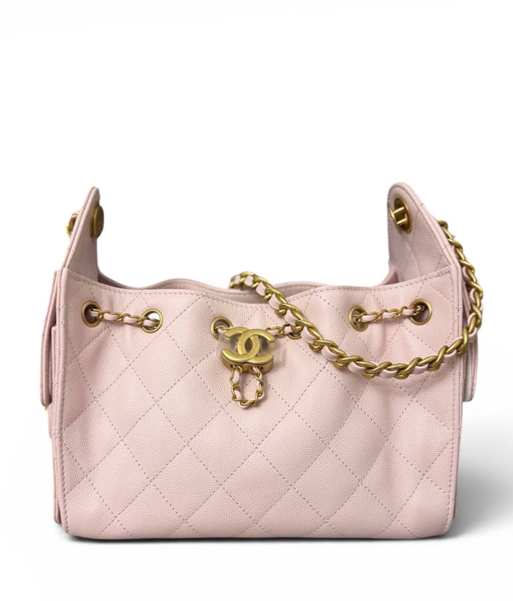 Chanel Mini 25 Hobo Bag Caviar Leather Mauve Pink Antique Gold Hardware 2026