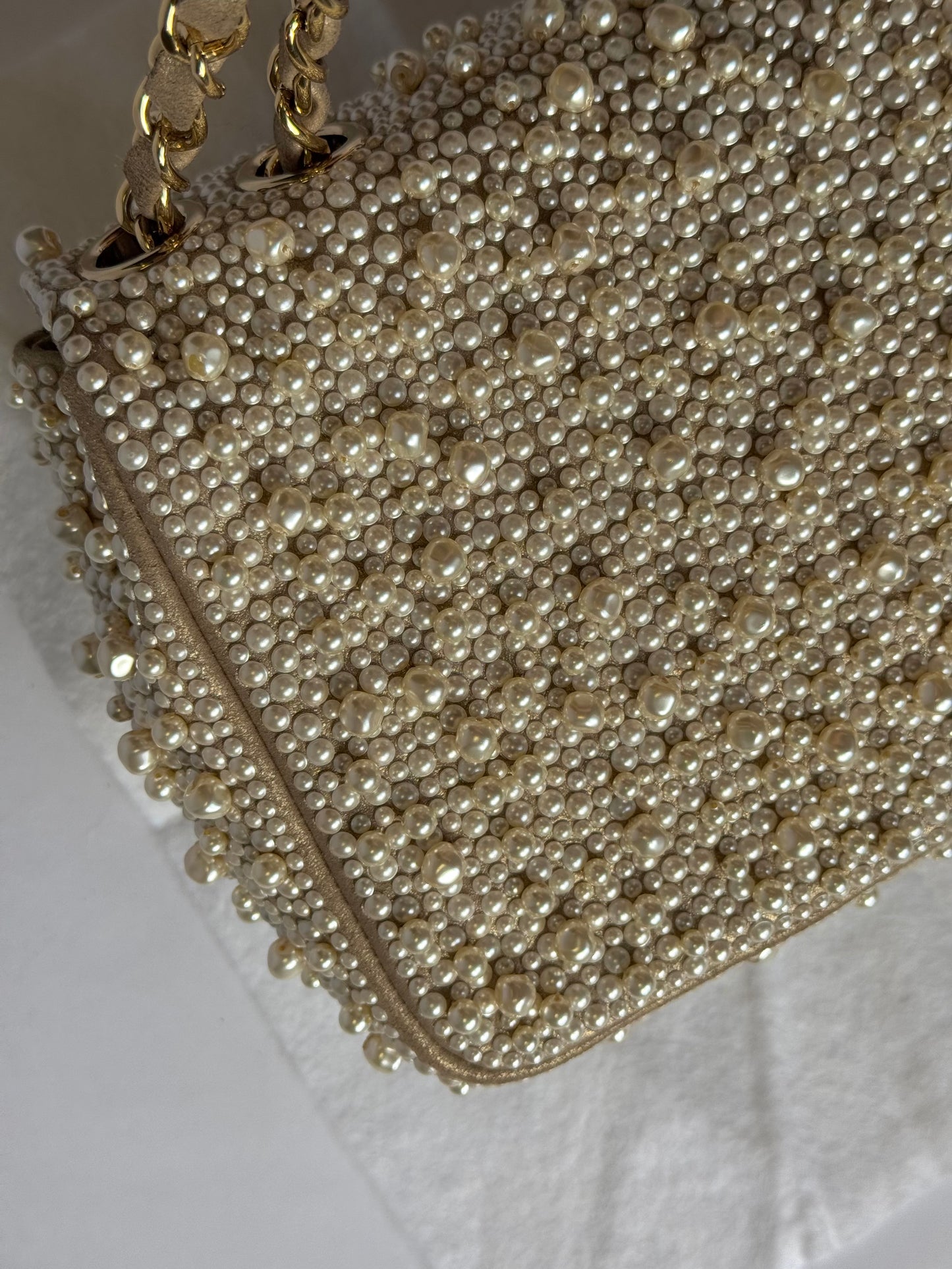 Chanel 17A Ritz Pearl Embellished Mini Rectangular Flap Bag