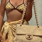 Chanel Yellow Terry Cloth Vintage Maxi Flap Bag