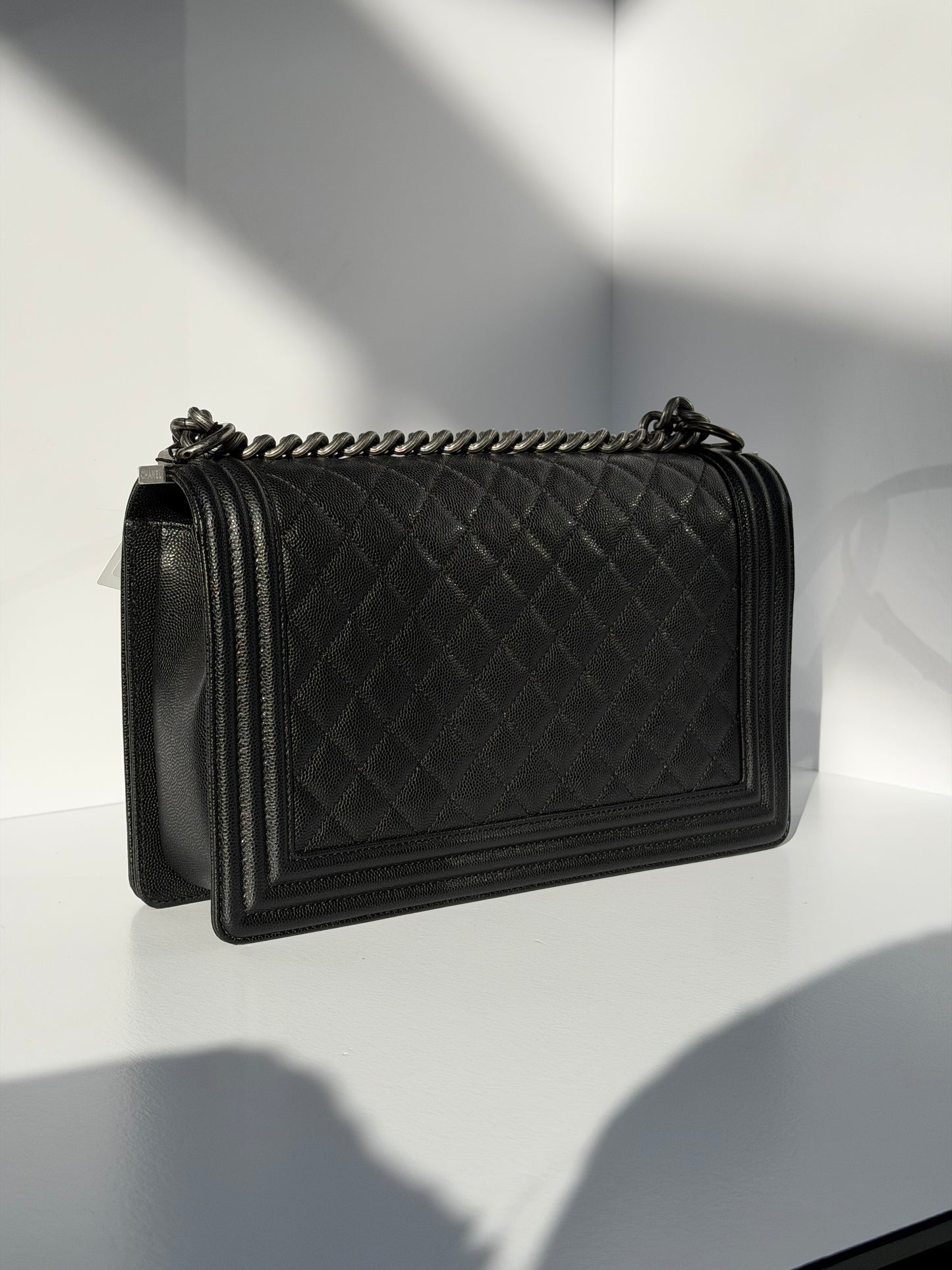 Chanel 17P Black Caviar New Medium Boy Bag