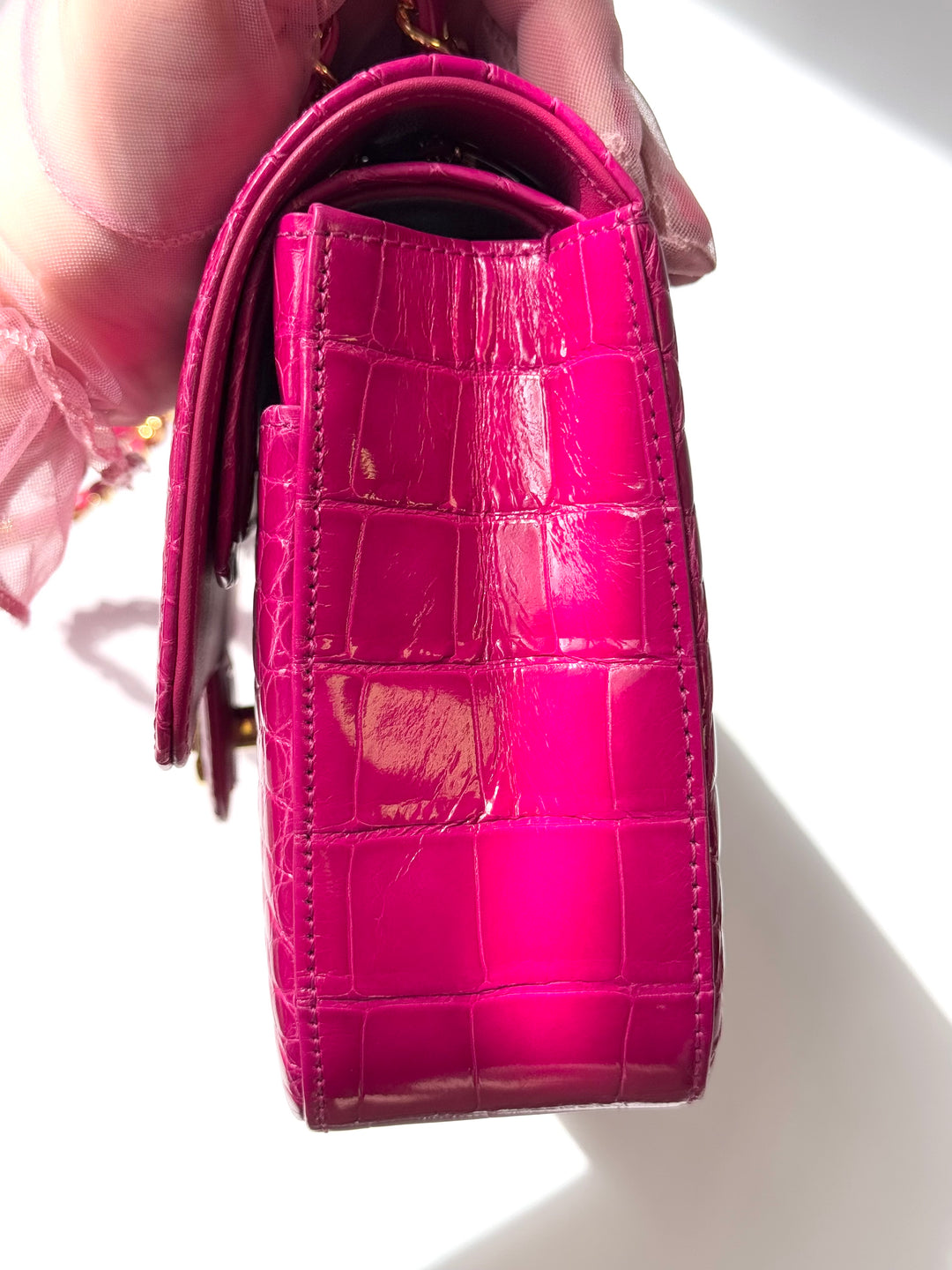 Chanel Fuchsia Alligator Medium Classic Flap Bag