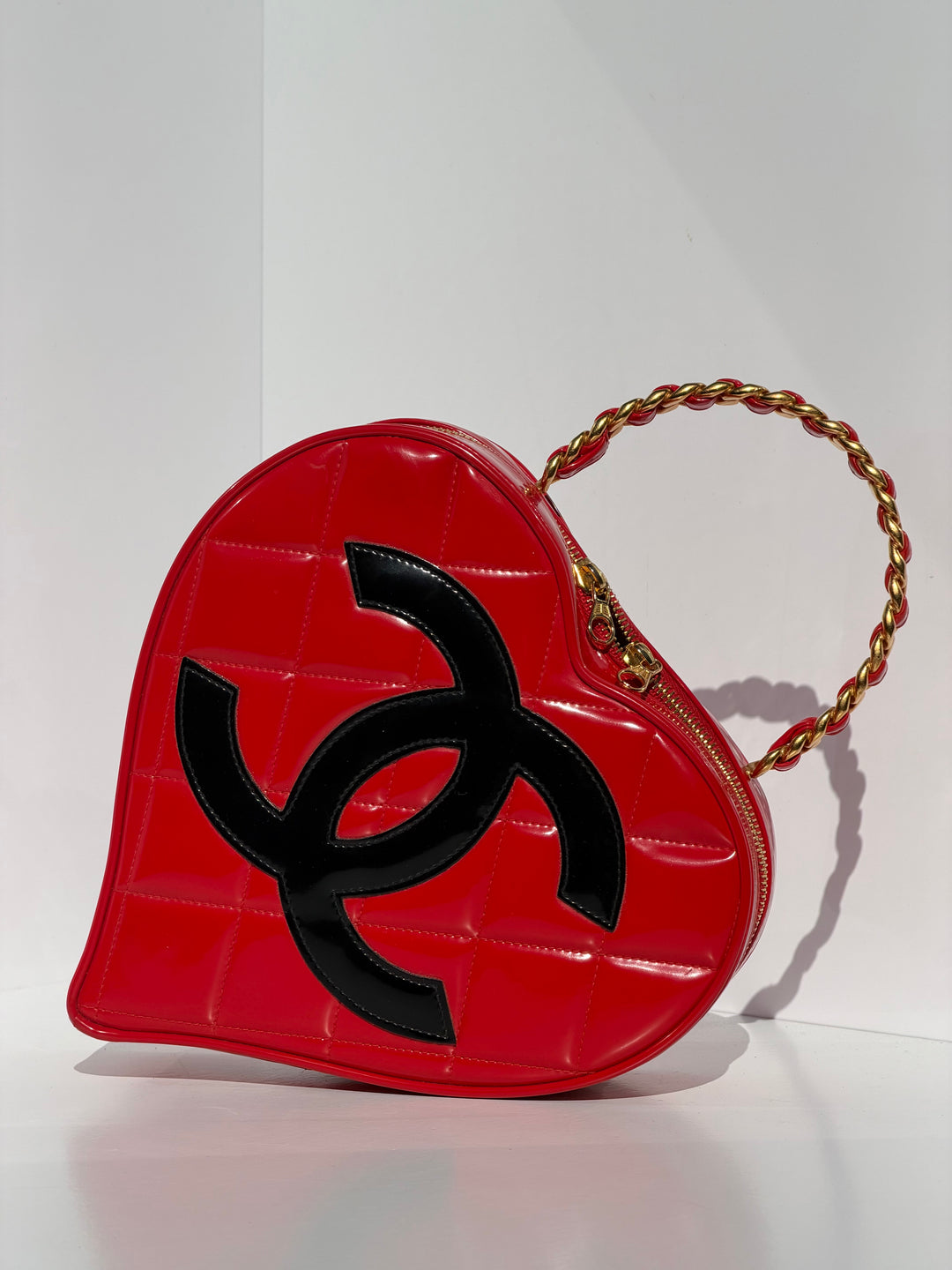 Chanel Barbie Red Heart Vanity Bag 24K Gold-Plated Hardware 1995