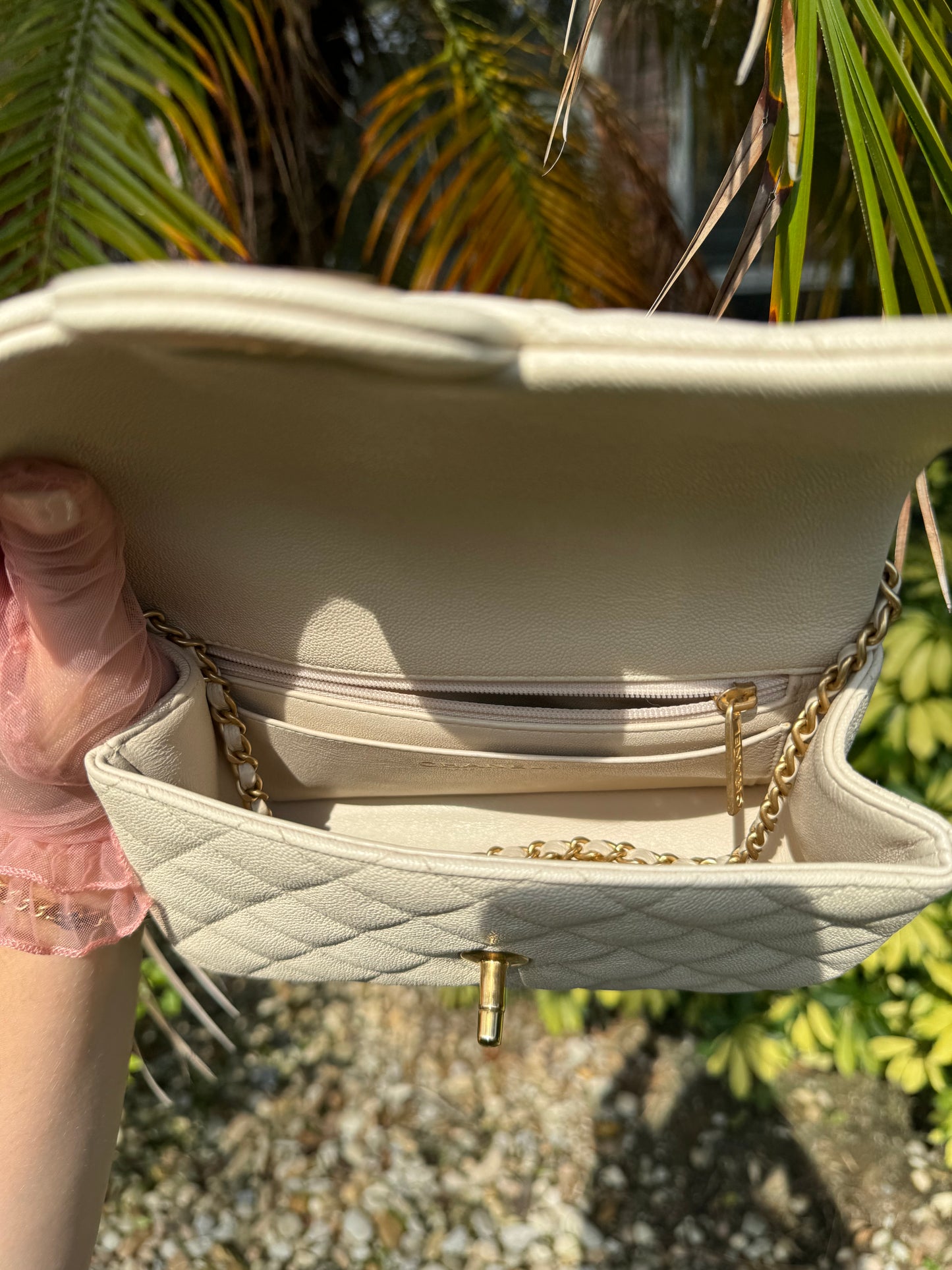 Chanel 21S Mini Light Beige Caviar Top Handle