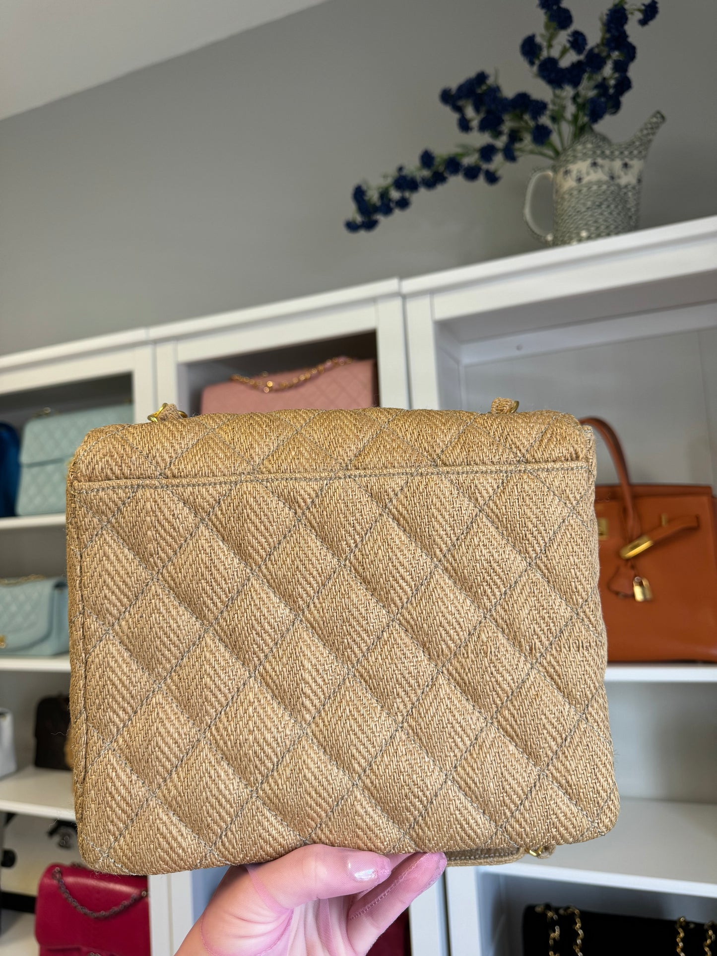 Chanel 24K Vintage Raffia Large Flap