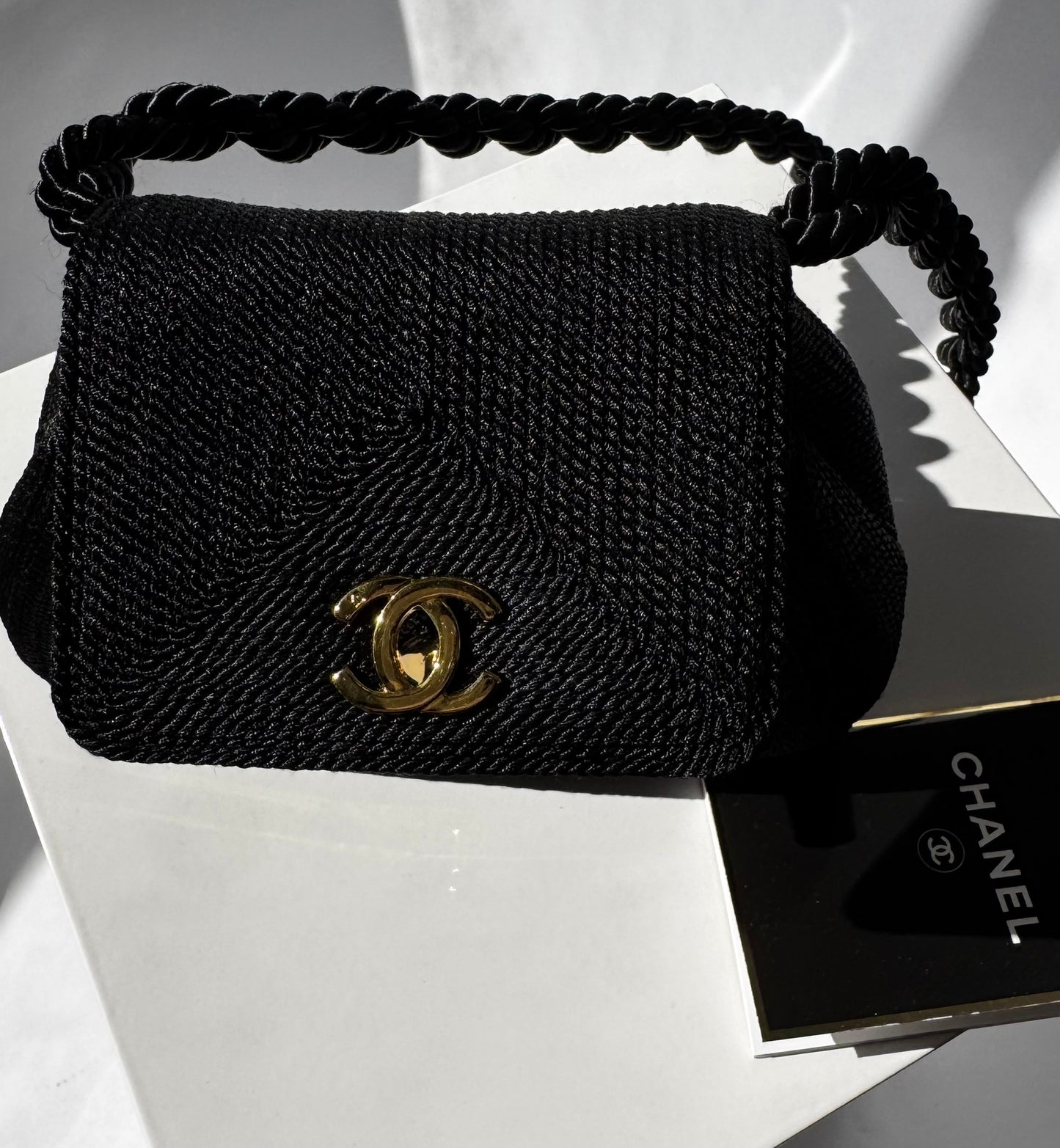 Chanel 1997 Limited Edition Black Cord Flap Bag