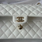 Chanel 22S Snow White Medium Caviar Double Flap Bag