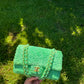 RARE 1991 Chanel Green Medium Terry Flap