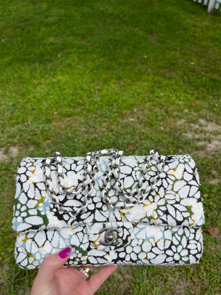 Chanel Floral Medium Tweed Classic Flap