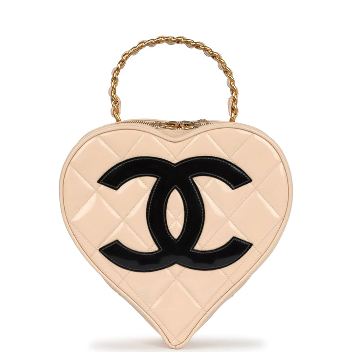 Chanel 1995 CC Beige Heart Vanity Bag