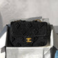 Chanel 24P Black Braided Raffia Mini Flap Bag