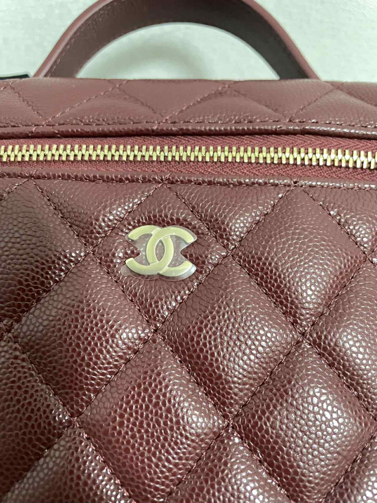 Chanel 25B Burgundy Caviar Slim Vanity Bag