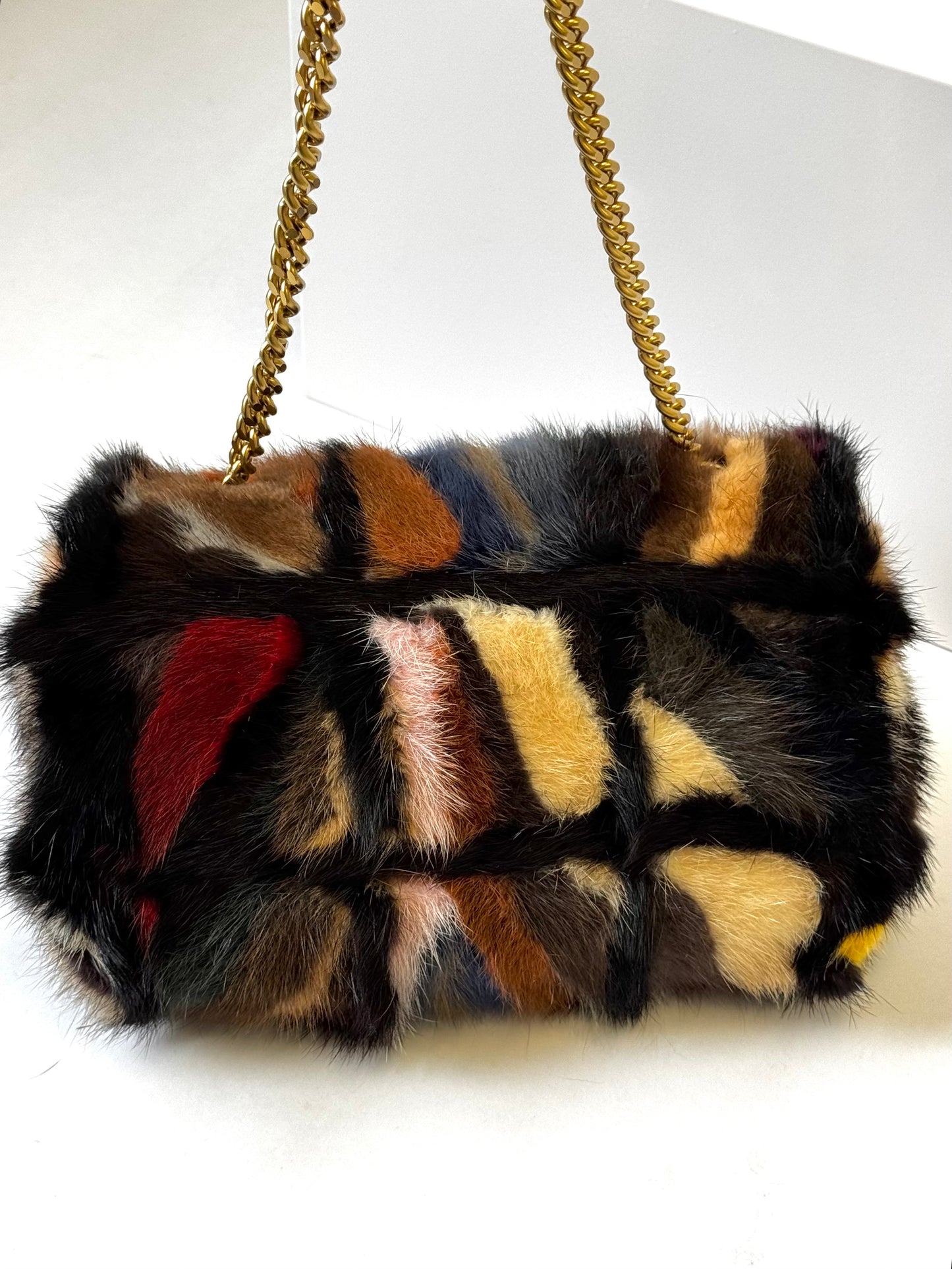 Chanel Multicolor Medium Mink Fur Single Flap Bag