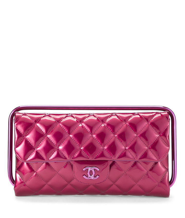 Chanel Classic Flap Patent Metallic Frame Clutch