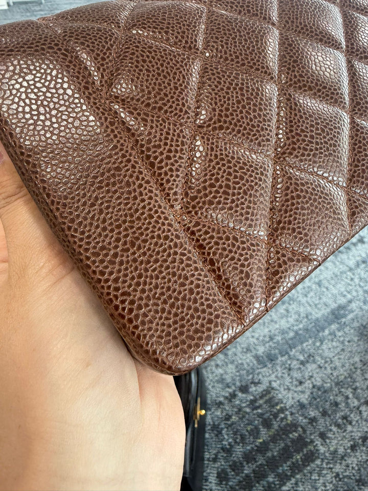 Chanel Small Diana Flap Bag Caviar Brown 24K Plated Gold Hardware 1994