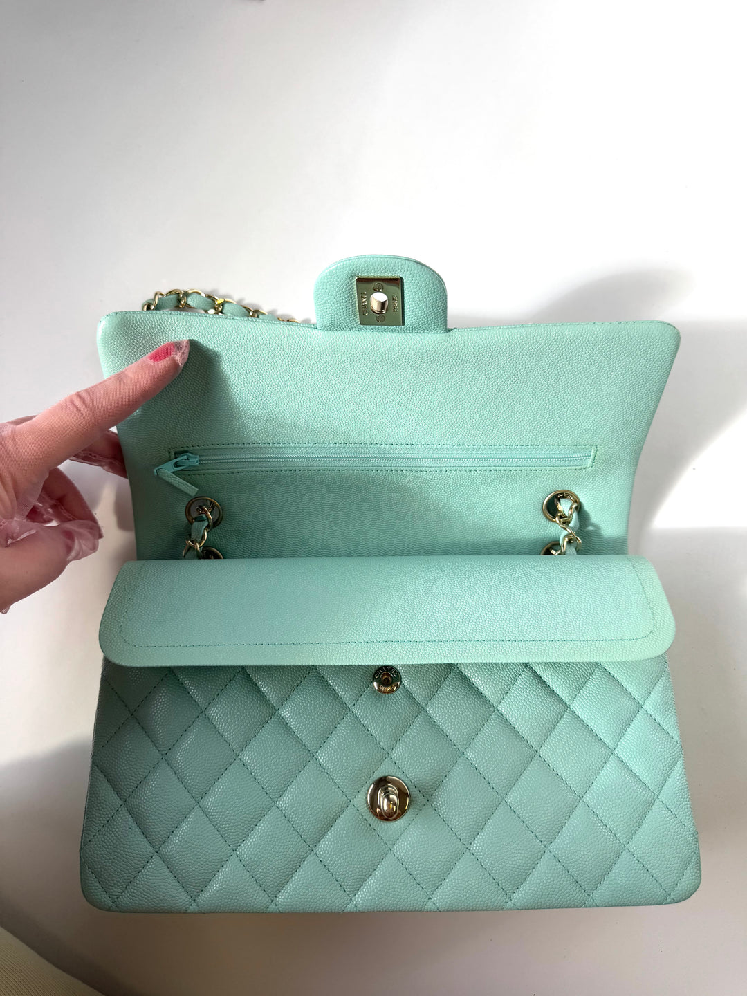 Chanel 19C Tiffany Medium Caviar Double Flap Bag