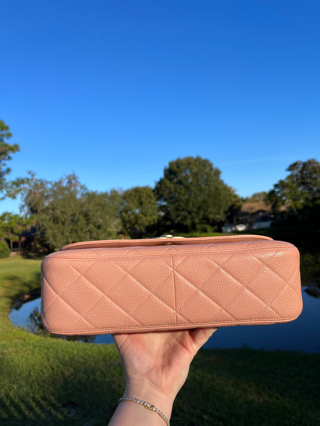 Chanel Light Pink Quilted Caviar XL Jumbo Single Flap