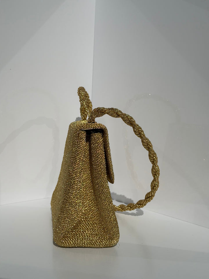 Chanel RARE Vintage Gold Silk Rope Shoulder Bag