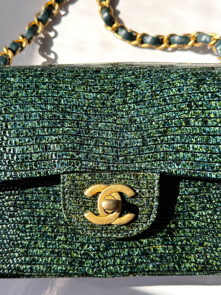 Chanel Green Lizard Mini Flap Bag