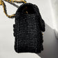 Chanel 24P Black Braided Raffia Mini Flap Bag