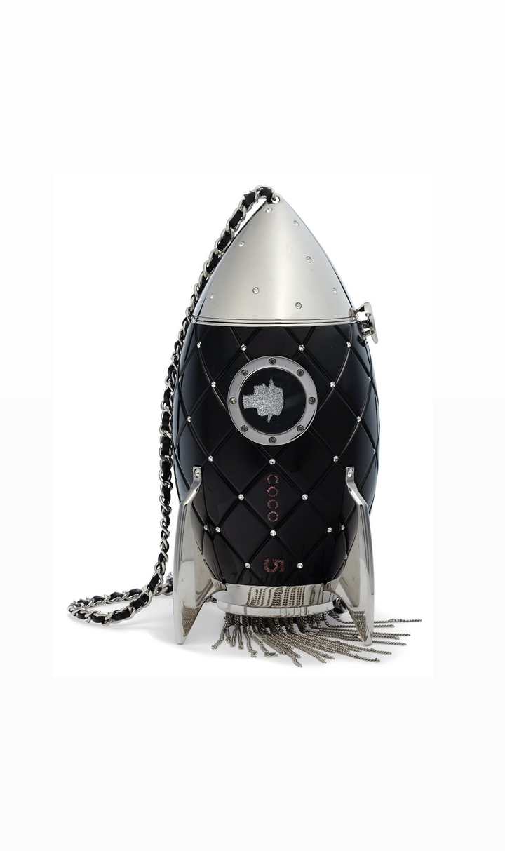 Chanel Limited Edition Black Lucite and Crystal Rocket Ship
