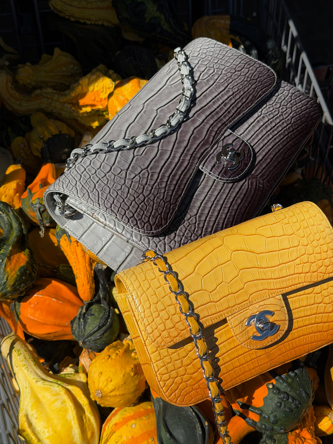Chanel Jumbo Flap Grey & Black Ombre Alligator Silver Hardware 2015