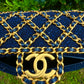 Chanel 2020 Small Woven Chain Blue Tweed Classic Flap