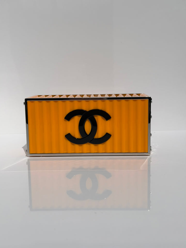 Chanel Shipping Container Bag Lucite Yellow Silver Hardware 2018